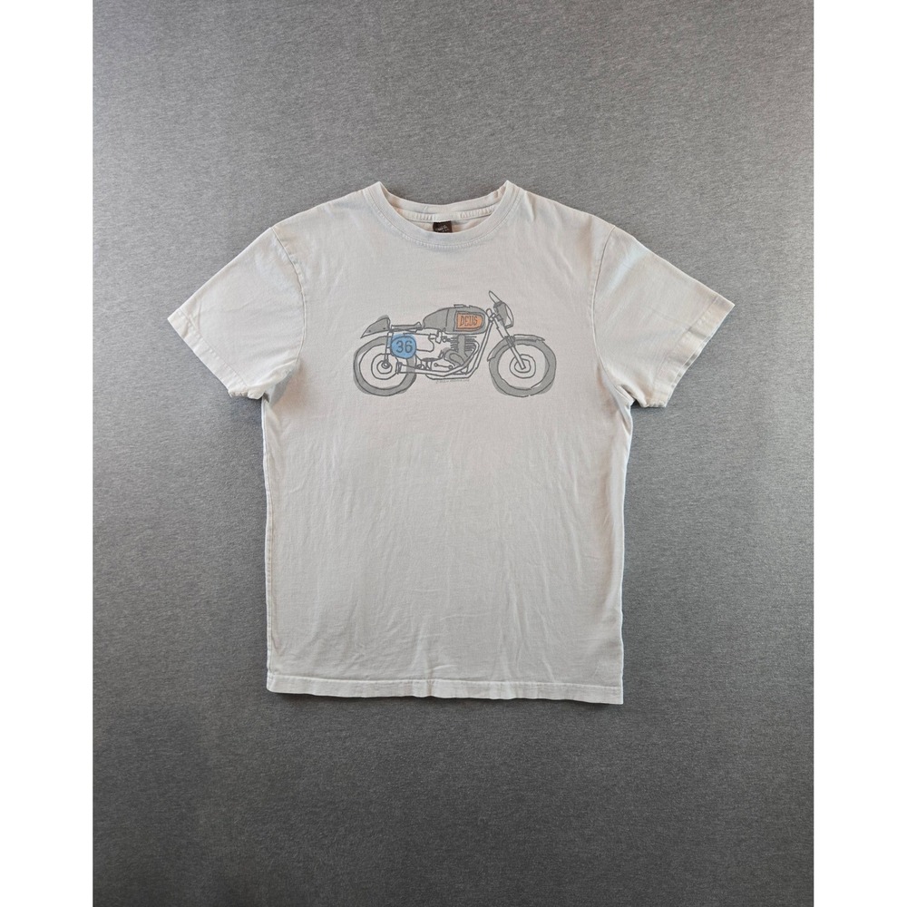 Deus Ex Machina Motorcycle Graphic T-Shirt Mens Medium Grey Made in USA Moto